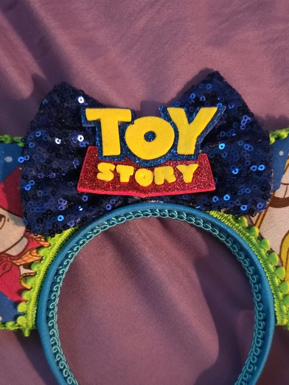 Toy Story Inspired Blue Sequin Bow Headband